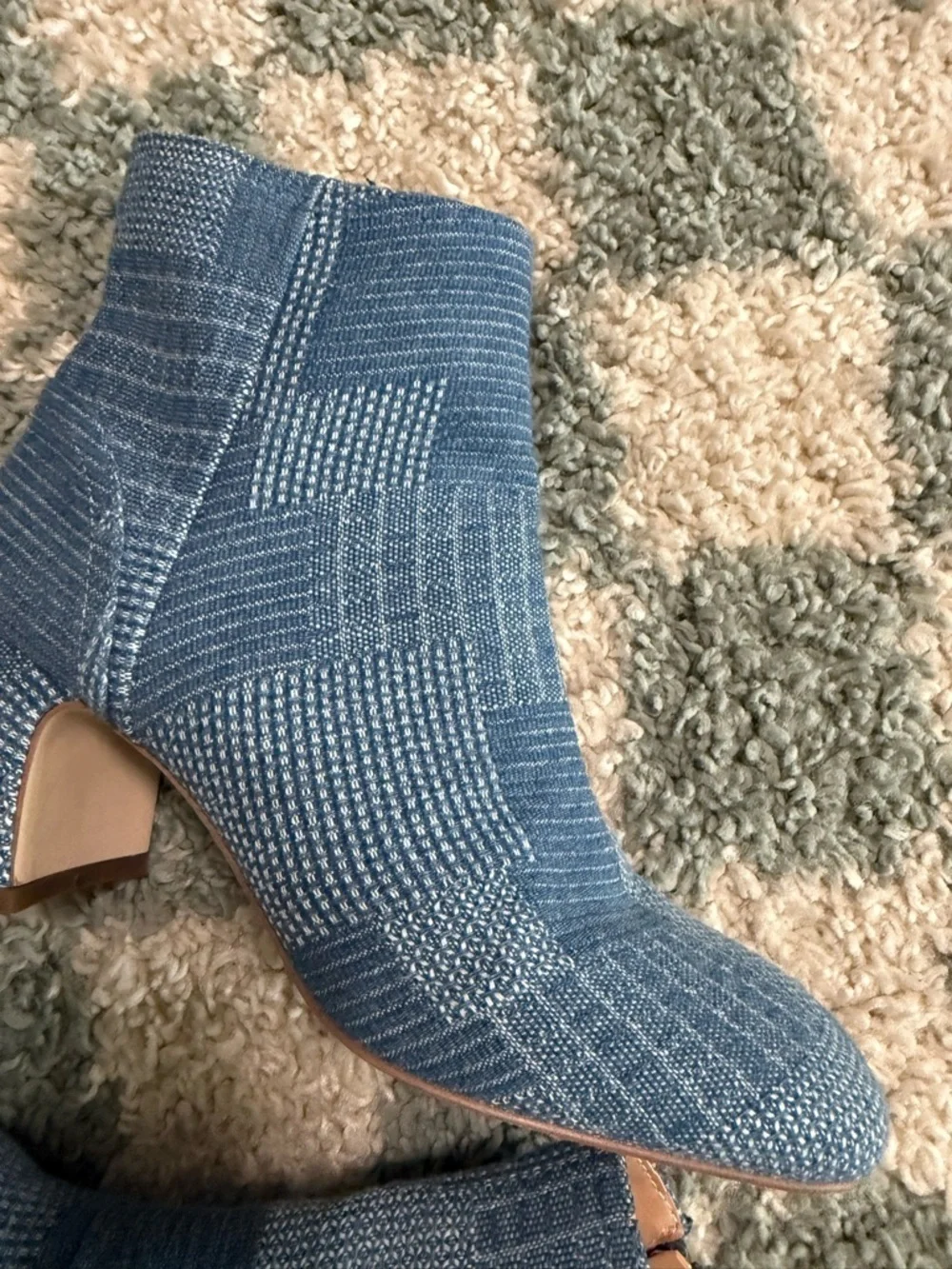 CIRCUS NY by Sam Edelman Ozzie Patchwork Denim Heeled Booties Boho Hippie Size 6